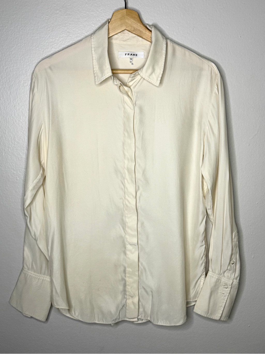 Frame 100% Silk Women's Off White Button-Down Shirt Size Small